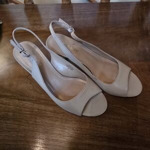 Kelly & Katie Women's Open-Toe Slingback Heels in Beige Cream